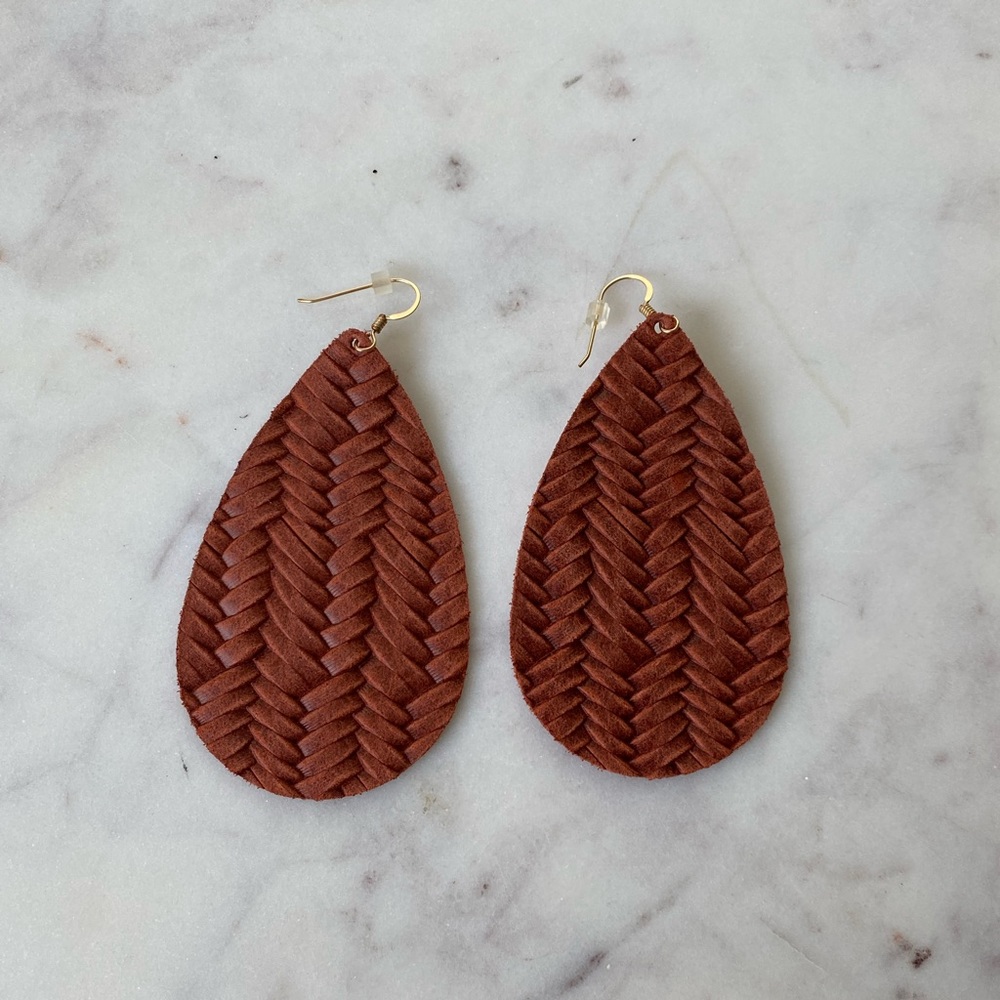 Nickel and Suede Teardrop Earrings